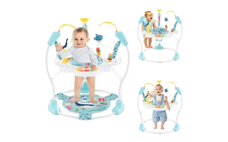 Costway Baby Stationary Activity Center Infant Jumper With Removable Foot Pad Navy