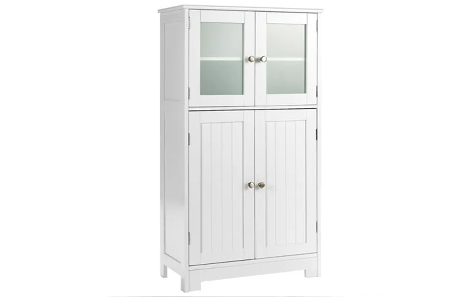 Costway Bathroom Floor Storage Cabinet Kitchen Cupboard W Doors&adjustable Shelf