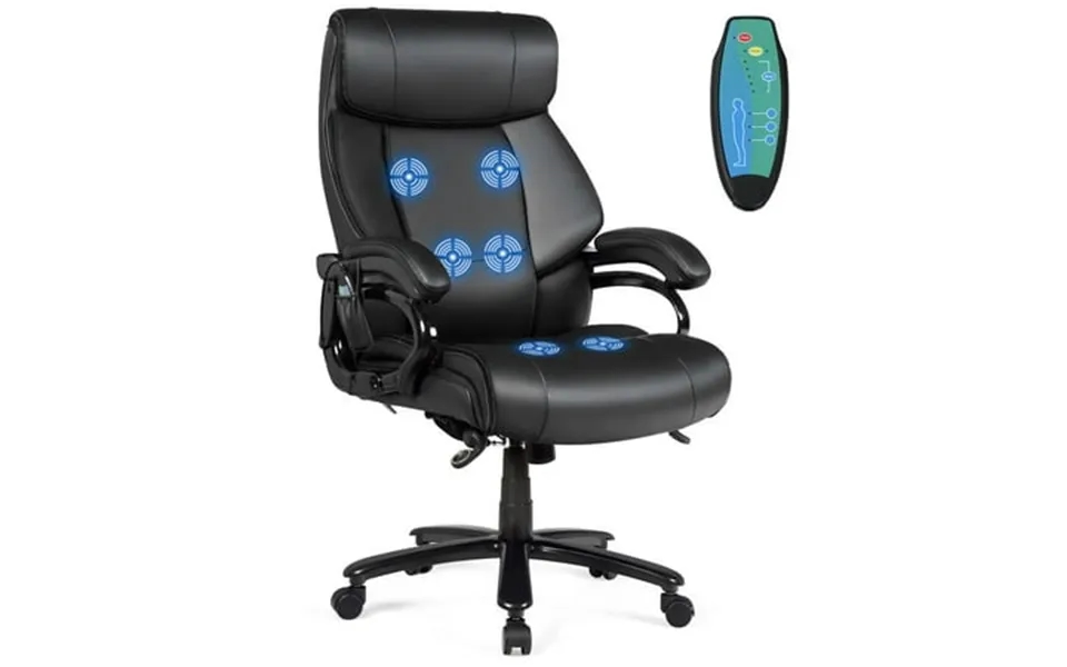 Costway Big And Tall Office Chair 500lbs With 6-point Massage Wide Seat & Padded Armrests