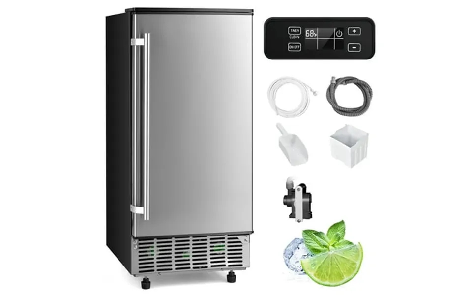 Costway Built-in Ice Maker Free-standing Under Counter Machine 80lbs Day W Drain Pump