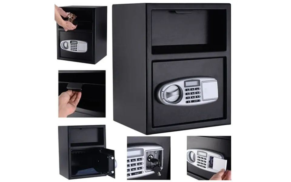 Costway Digital Safe Box Depository Drop Deposit Front Load Cash Vault Lock Home Jewelry