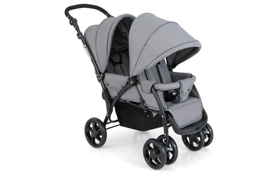 Costway Double Stroller Foldable Baby Twin Lightweight Travel Stroller Infant Pushchair Grey