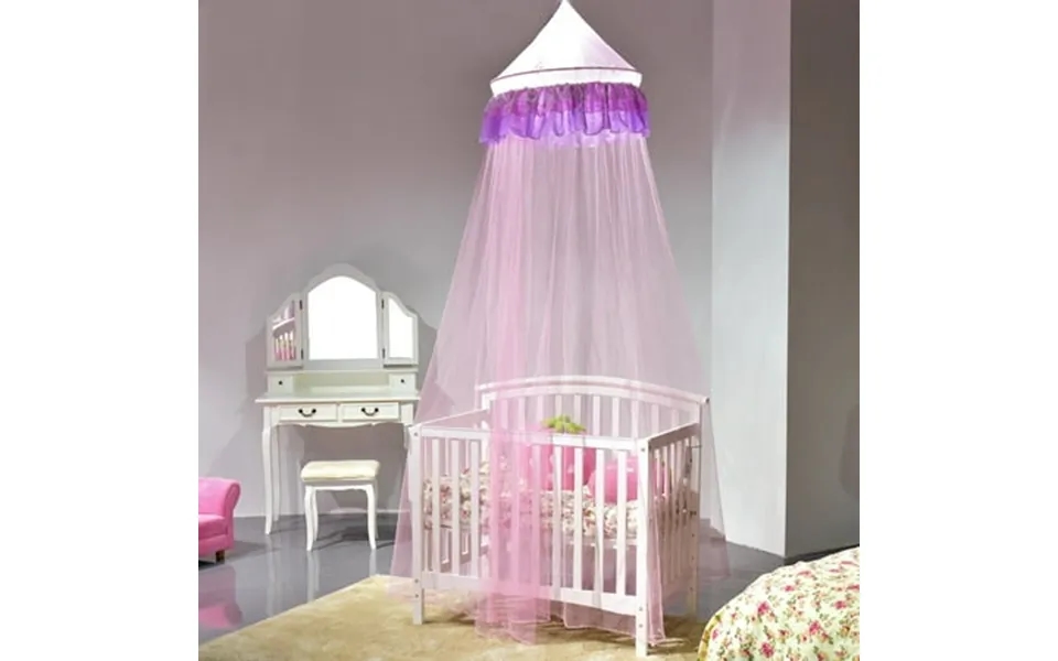 Costway Elegant Lace Bed Mosquito Netting Mesh Canopy Princess Round Dome Bedding Net