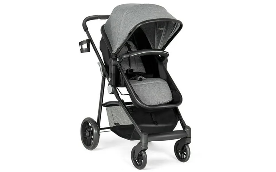 Costway Foldable Baby Stroller 2 In 1 Newborn Infant Travel Buggy Pushchair 22 Lbs Gray