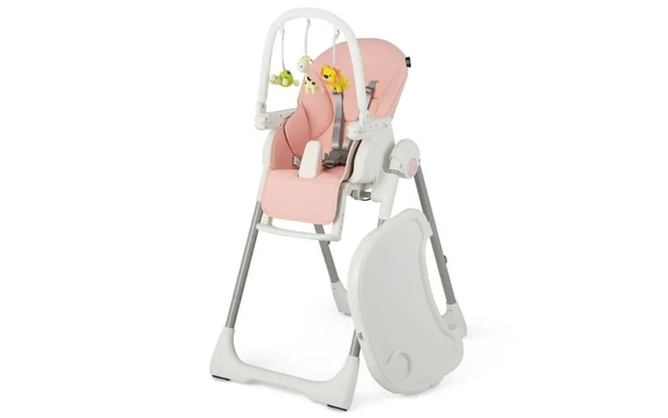 Costway Foldable High Chair Baby Feeding Chair With 7 Adjustable Heights Pink