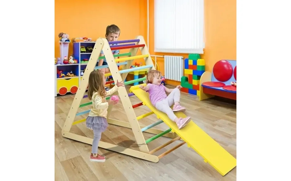 Costway Foldable Wooden Climbing Triangle Indoor Climber W Ladder For Baby Toddler