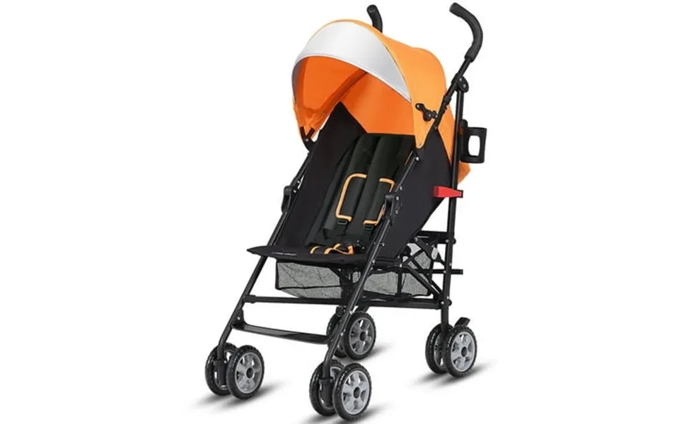 Costway Folding Lightweight Baby Toddler Umbrella Travel Stroller With Storage Basket Orange