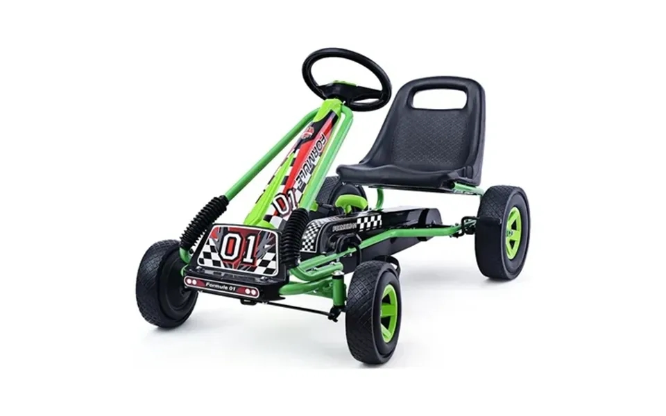 Costway Go Kart 4 Wheel Pedal Powered Kids Ride On Toy W Adjustable Seat Green