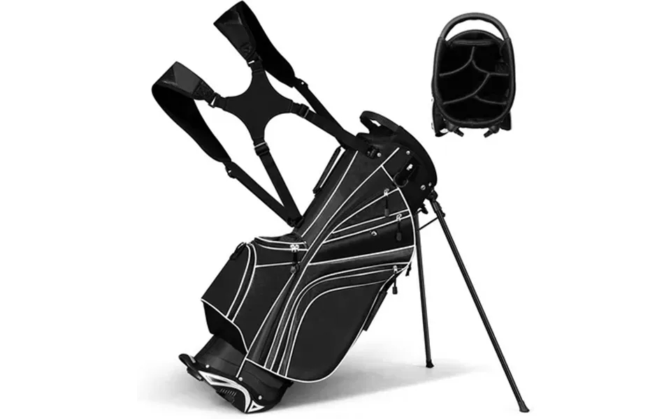 Costway Golf Stand Cart Bag Club W 6 Way Divider Carry Organizer Pockets Storage Black