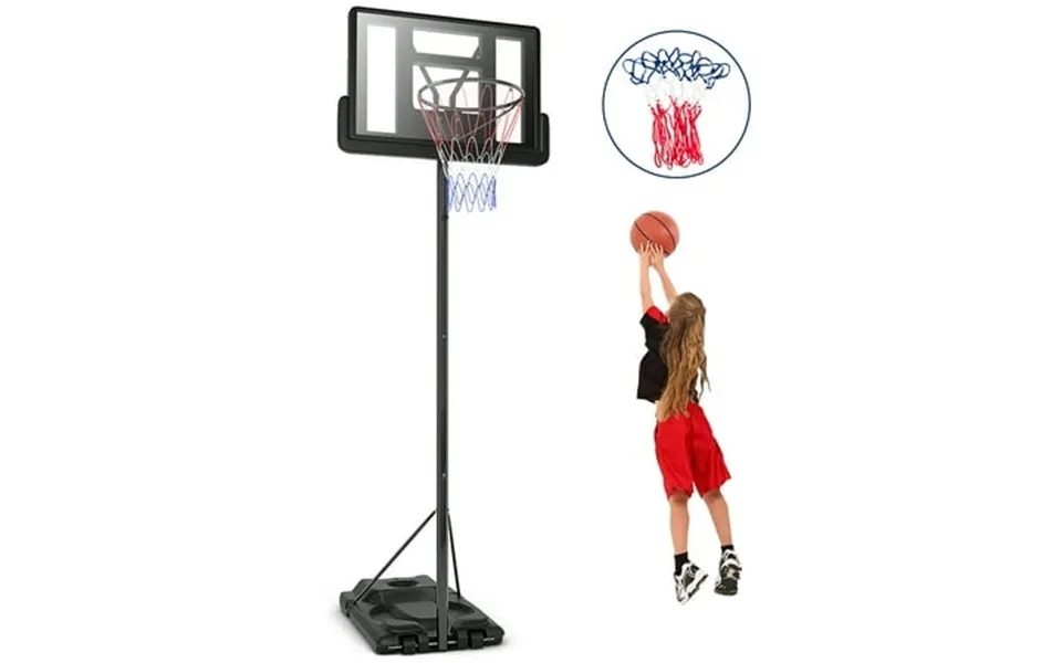Costway Height Adjustable Portable Basketball Hoop System Shatterproof Backboard Wheels 2 Nets