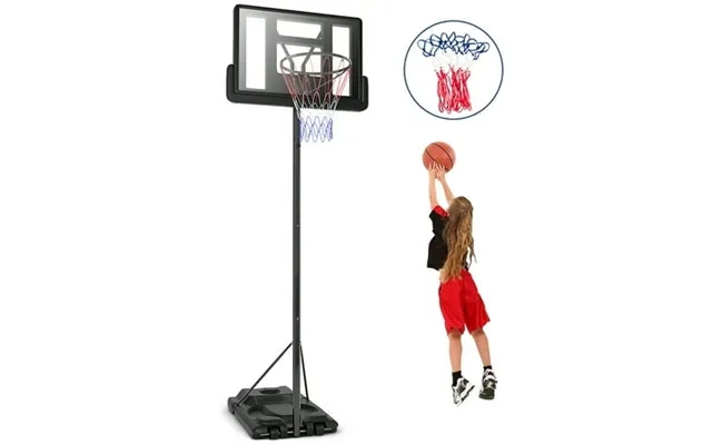 Costway Height Adjustable Portable Basketball Hoop System Shatterproof Backboard Wheels 2 Nets product image