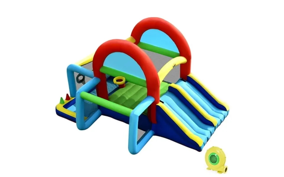 Costway Inflatable Bounce House Kids Bouncy Jumping Castle W Dual Slides & 480w Blower