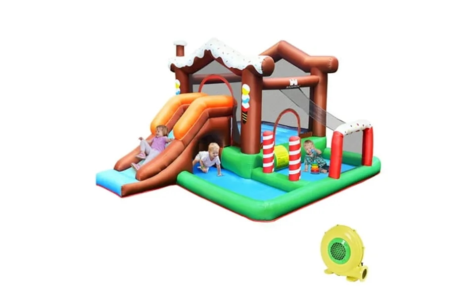 Costway Inflatable Bouncer Snow House Jump Climbing Slide Ball Pit With 480w Blower