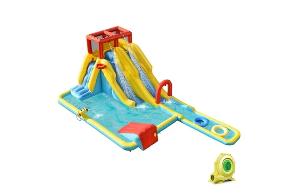 Costway Inflatable Dual Slide Water Park Bouncer For Kids 3-10 Years 245 In X 132 In X 88