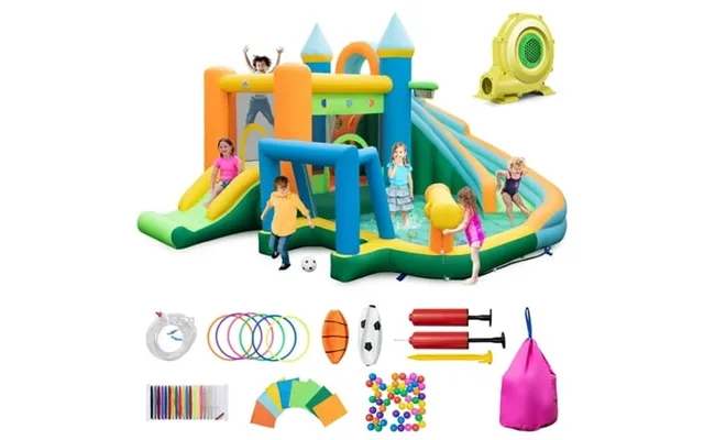 Costway Inflatable Water Slide Kids Blow Up Pool Park Climbing Wall With 735w Blower product image