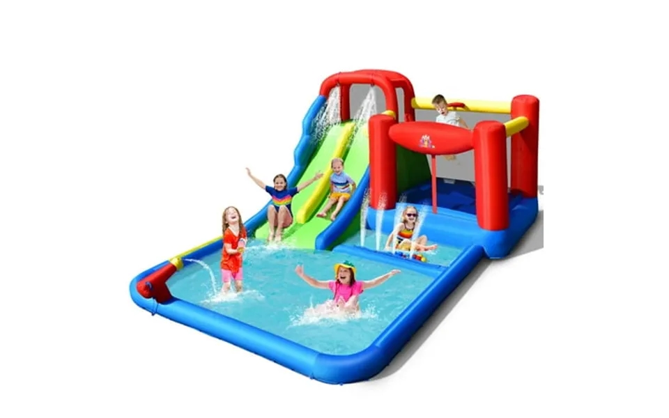 Costway Inflatable Water Slide Kids Jumping Bounce Castle Splash Pool With Ocean Balls Blower Excluded