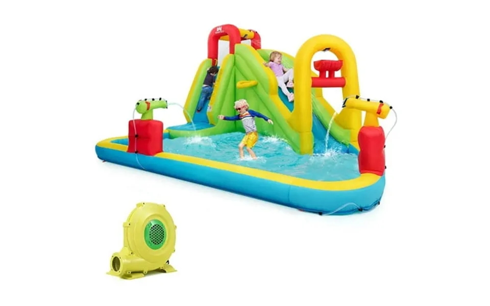 Costway Inflatable Water Slide Kids Splash Pool Bounce House With 480w Blower