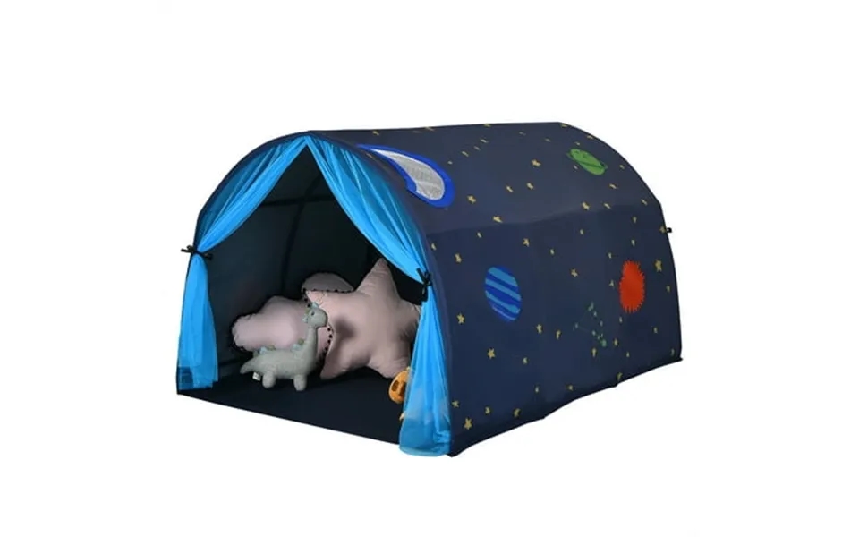 Costway Kids Bed Tent Play Tent Portable Playhouse Twin Sleeping W Carry Bag Blue