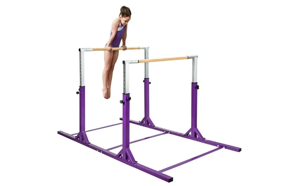 Costway Kids Double Horizontal Bars Gym Home Adjustable Purple