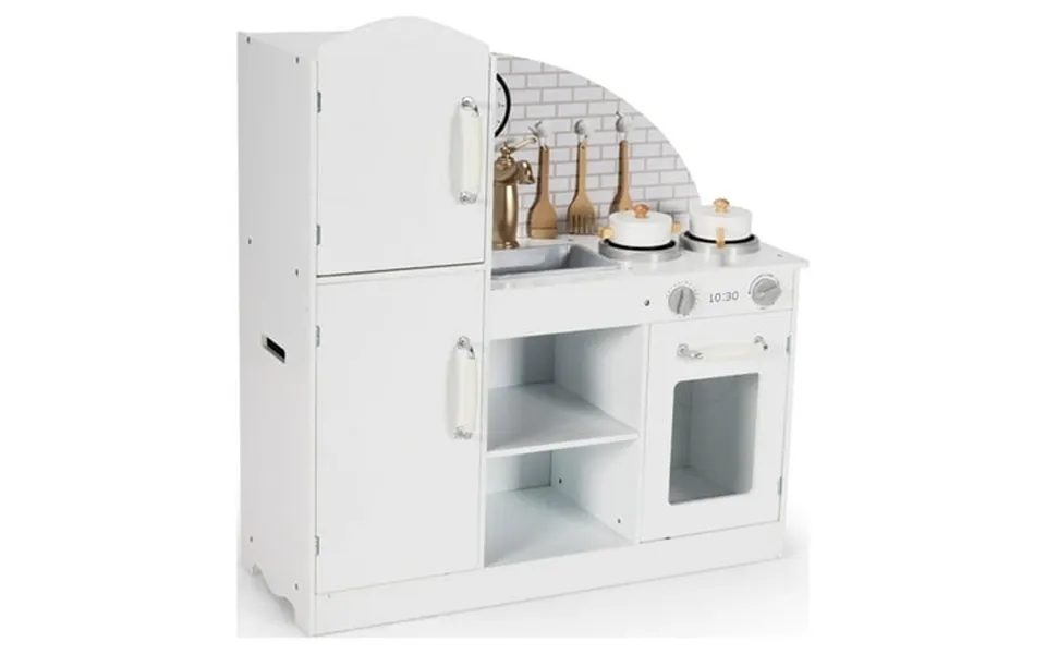 Costway Kids Kitchen Playset Pretend Play Cooking Set W Vivid Faucet & Telephone