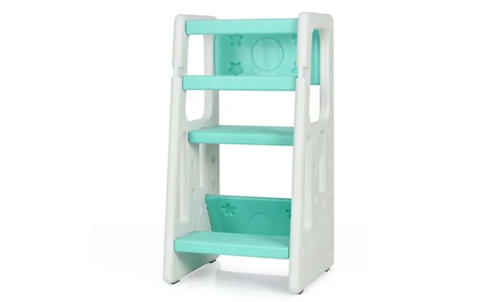 Costway Kids Kitchen Step Stool With Double Safety Rails Toddler Learning Stool Green