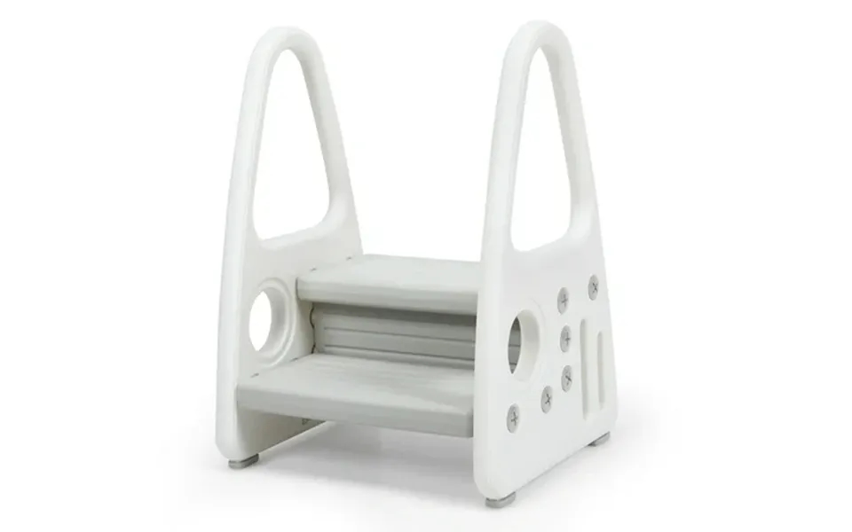 Costway Kids Step Stool Learning Helper W Armrest For Kitchen Toilet Potty Training Gray