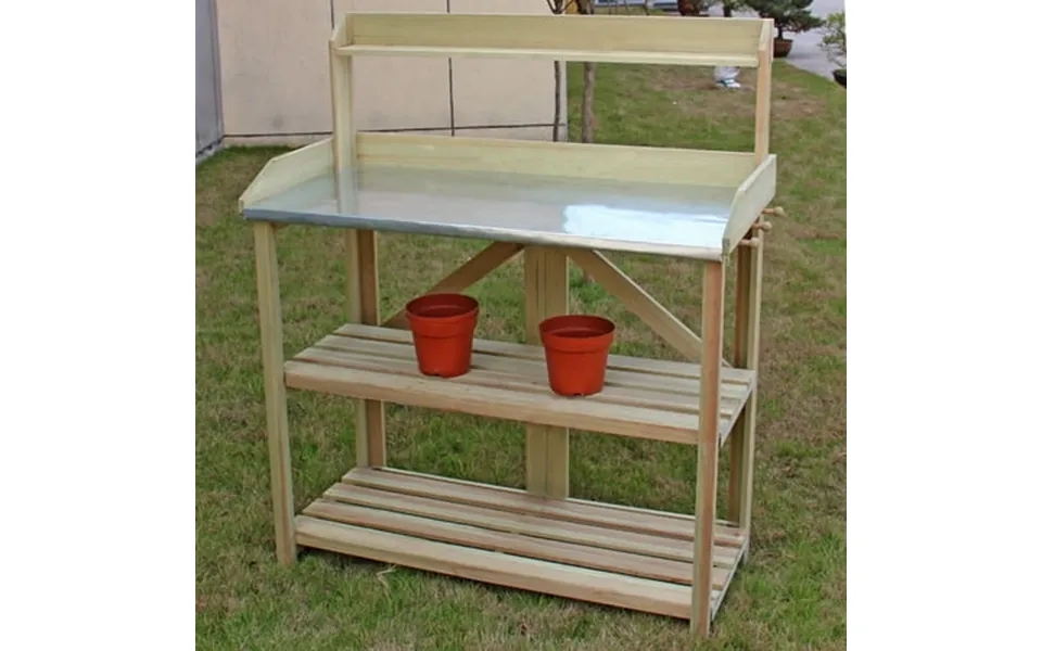 Costway Outdoor Garden Wooden Potting Work Bench Station Planting Workbench W 3 Shelf