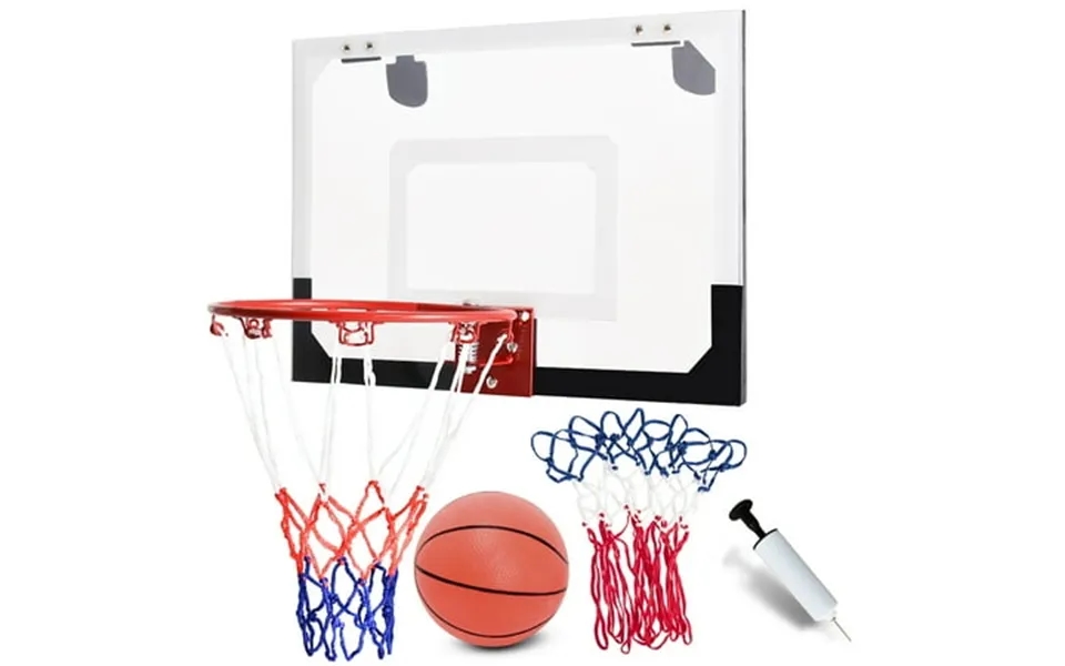 Costway Over-the-door Mini Basketball Hoop Includes Basketball & Hand Pump 2 Nets Indoor Sports