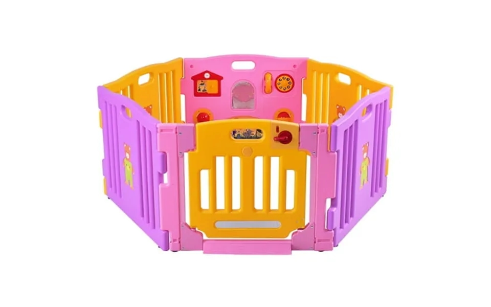 Costway Pink 6 Panel Baby Playpen Kids Safety Play Center Yard Home Indoor Outdoor Pen