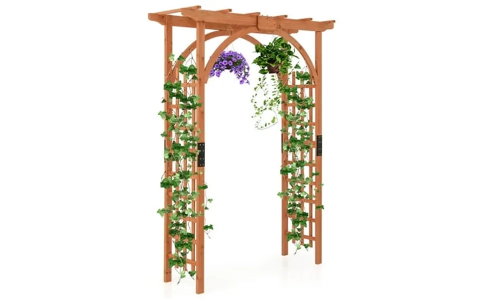 Costway Premium Outdoor Wooden Fir Arbor Arch Pergola Trellis Wood Garden Yard Lattice