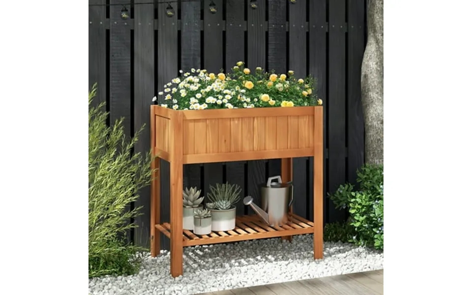 Costway Raised Garden Bed 39 X 20 X 39 In Outdoor Fir Wood Planter Box With Storage Shelf