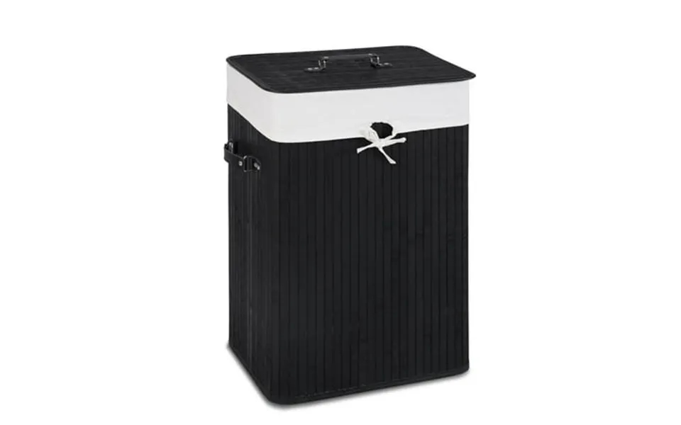 Costway Rectangle Bamboo Hamper Laundry Basket Washing Cloth Bin Rangier Lid Black