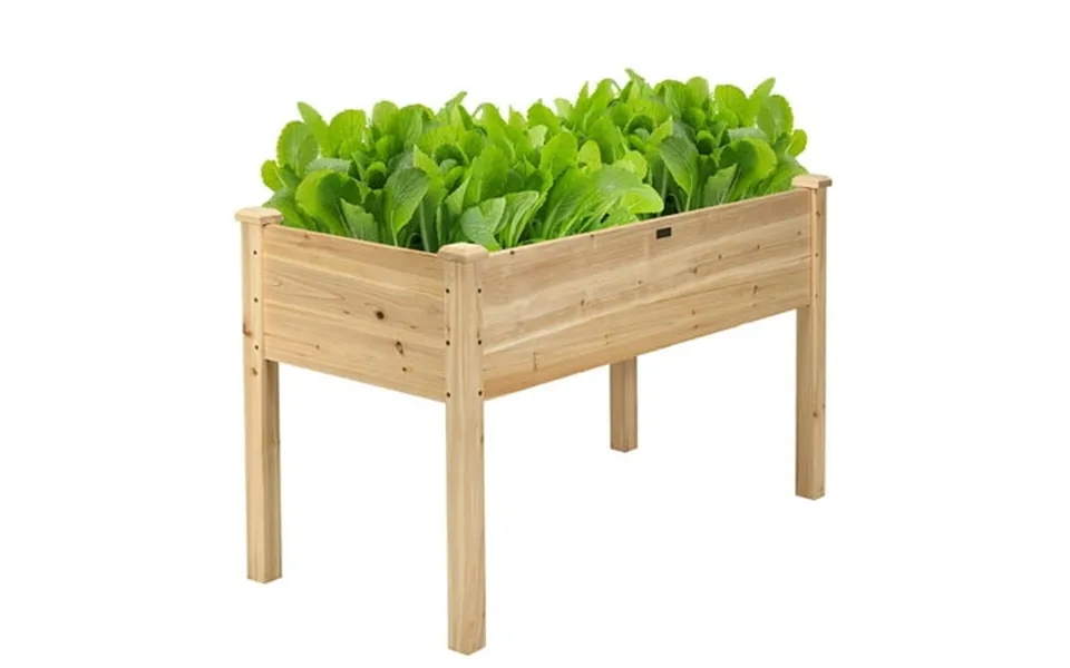 Costway Wooden Raised Vegetable Garden Bed Elevated Grow Vegetable Planter Natural