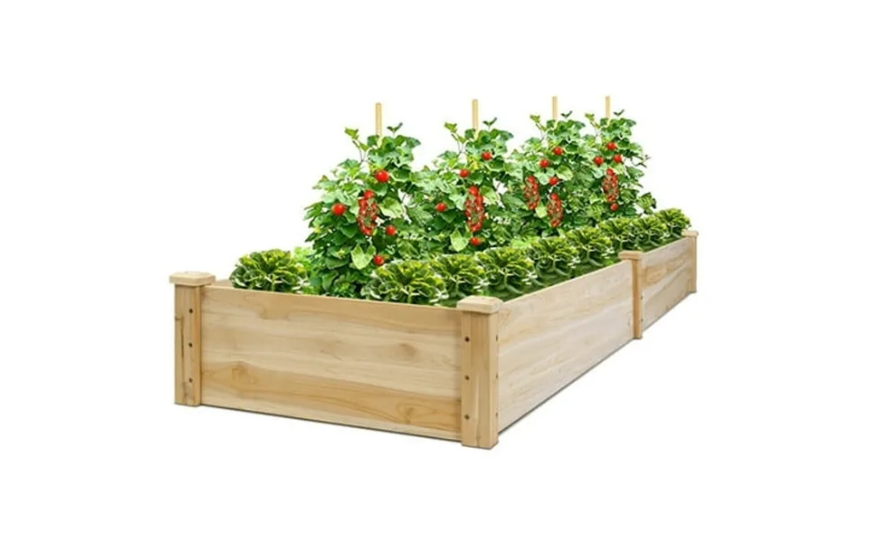 Costway Wooden Vegetable Raised Garden Bed Backyard Patio Grow Flowers Planter With 2 Planting Compartments