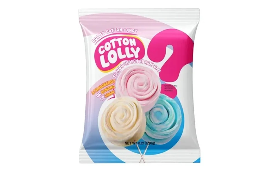 Cotton Lolly Mystery Flavors Strawberry Banana Or Grape 0.21 Oz 10 Packs