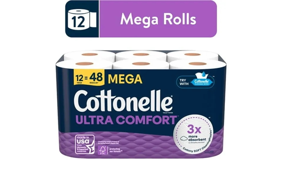 Cottonelle Ultra Comfort Toilet Paper Soft Toilet Tissue 12 Mega Rolls