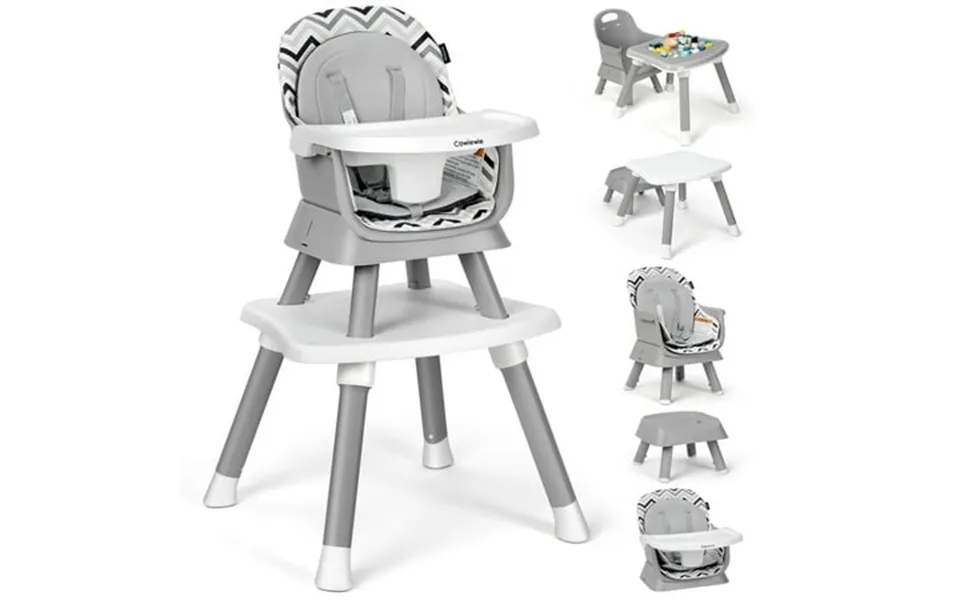 Cowiewie 8 In 1 Baby High Chair For Babies Toddler Dining Booster Seat Bpa Free Pp Material Grey