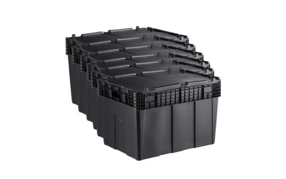 Cp 30 X 22 X 20 Stackable Black Chafer Tote Storage Box With Attached Lid 6-pack - Durable Food Storage & Transport Solu