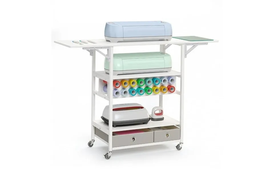 Crafit Circut Table Craft Table Foldable Sewing Table With 16 Vinyl Roll Holder And 2 Storage Drawer