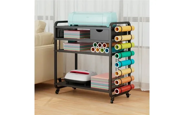 Crafit Rolling Craft Storage Cart With Diy Pegboard Vinyl Roll Holder Sewing Table In Black 1 Count product image