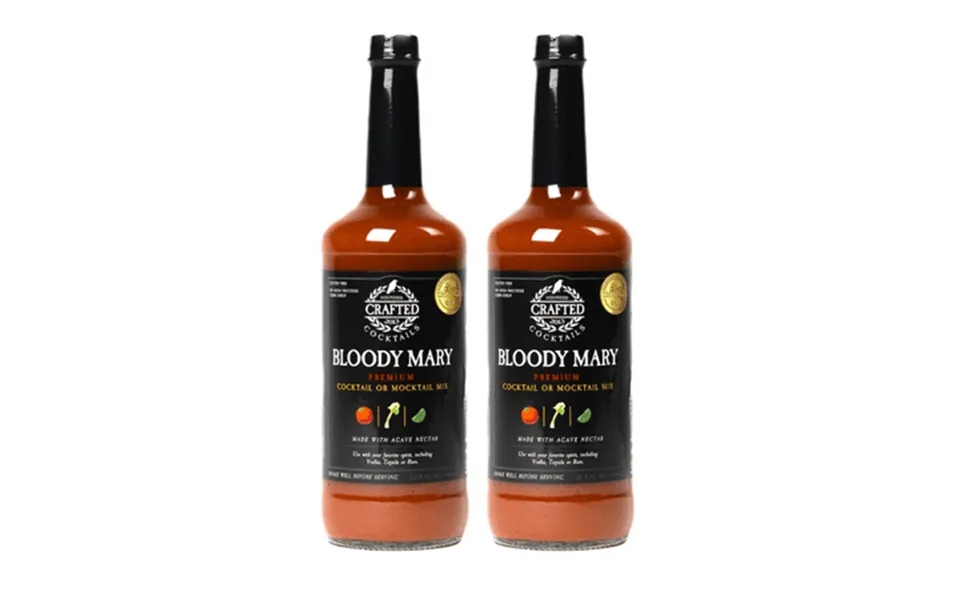 Crafted Cocktails Bloody Mary Mix 2 Pack Gold Medal Winning 50 Calories Per Serving Tomato Horseradish Worcestershire &