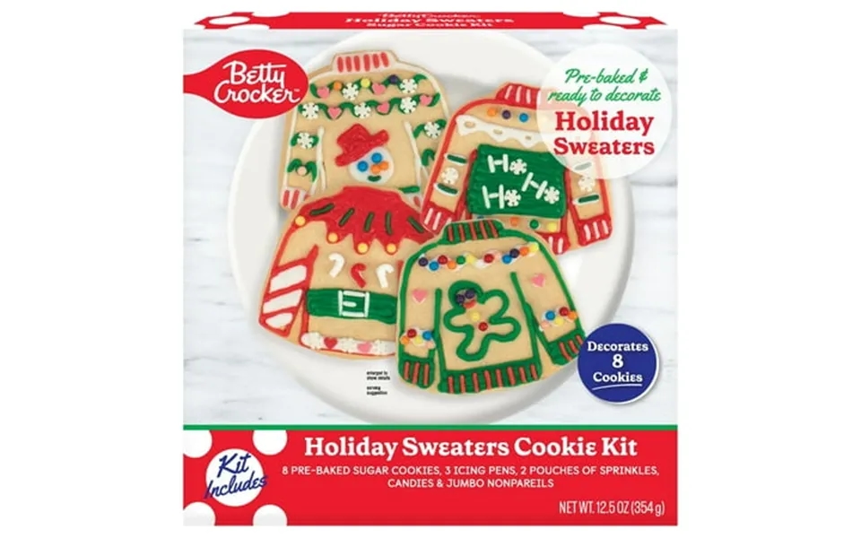 Crafty Cooking Kits Ready To Decorate Betty Crocker Holiday Sweaters Cookie Kit Pre-baked Sugar Cookie Decorating Kit Ic