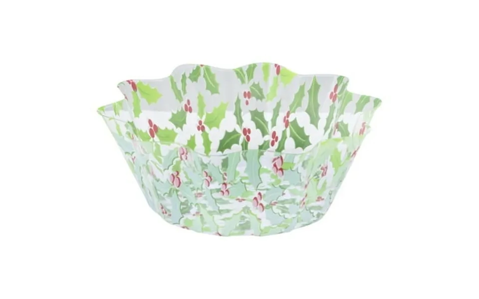 Creative Converting 325473 8 In. Holly Fluted Plastic Bowl