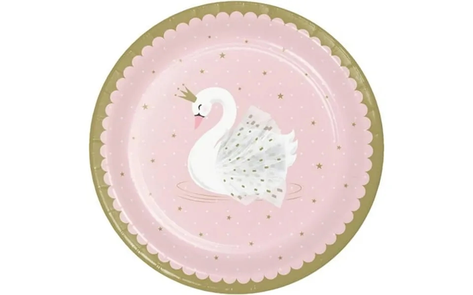 Creative Converting 343834 9 In. Swan Paper Disposable Dinner Plate Pink - 8 Count