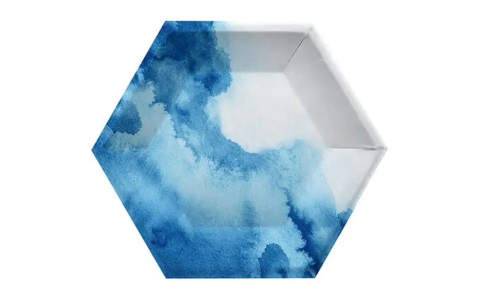 Creative Converting 354081 10 In. Watercolor Wash Hexagon Banquet Plate Blue