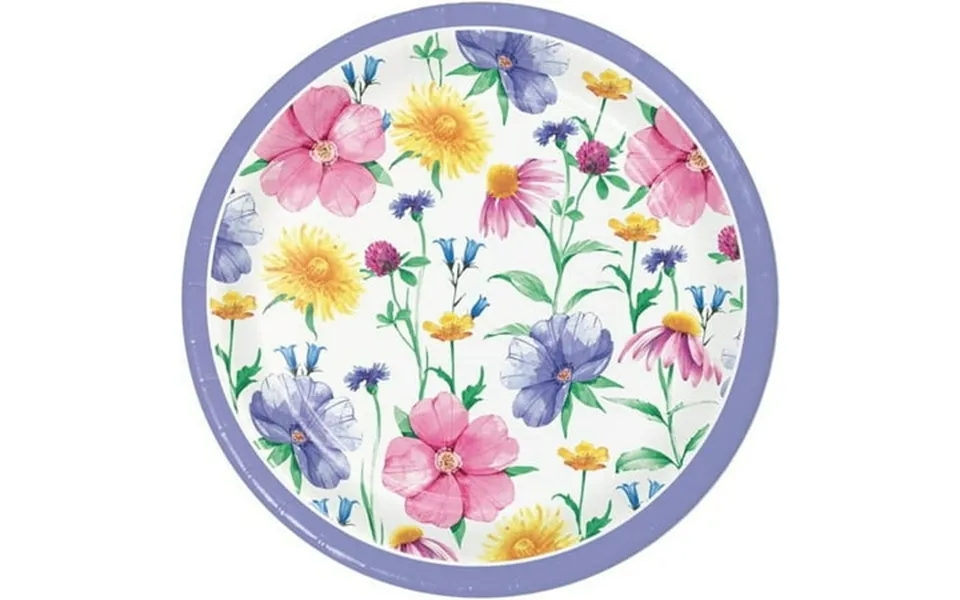 Creative Converting 362998 Bunny & Blooms Luncheon Round Paper Plate