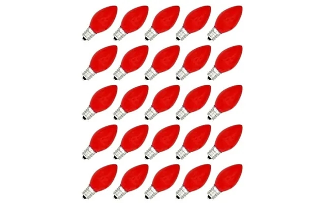 Creative Hobbies Box Of 25 Light Bulbs Ceramic Opaque Red Steady Burning 7 Watt C7 Candelabra Base -great For Night Ligh product image