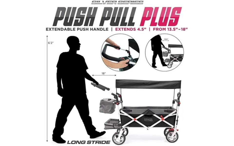 Creative Outdoor Products Push-pull Black Collapsible Folding Wagon Stroller Cart