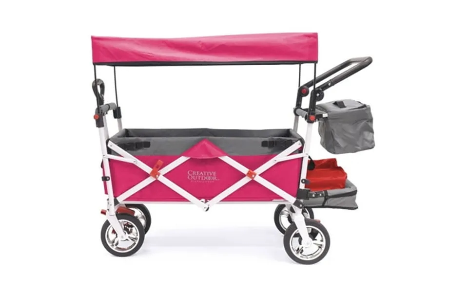 Creative Outdoor Silver Series Push Pull Folding Wagon Stroller Pink Steel 48 X 22 X 38