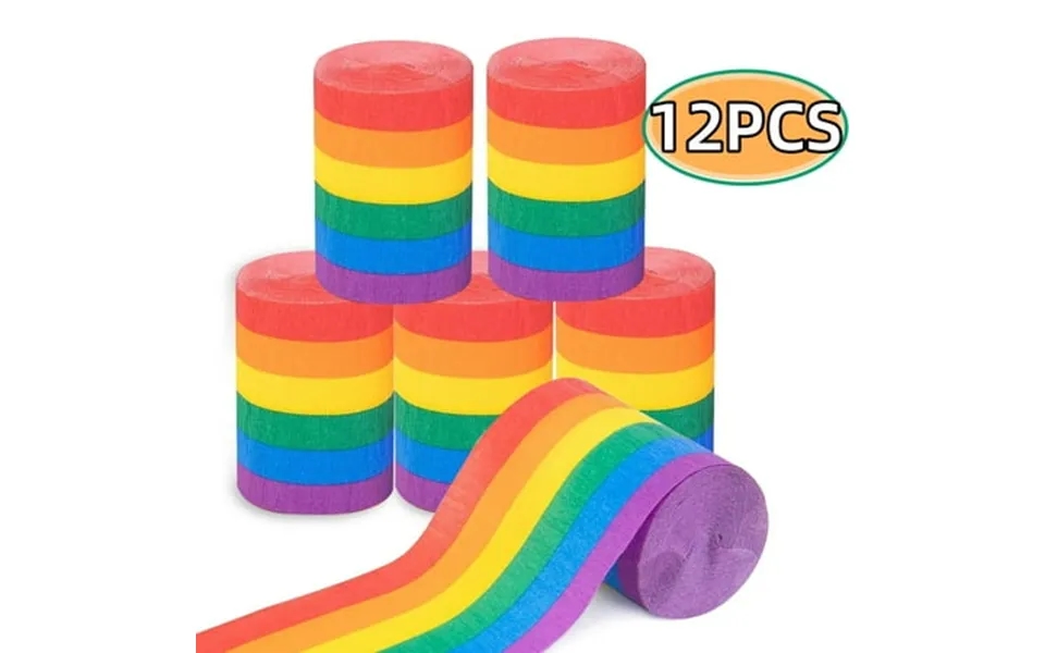 Crepe Paper Streamers 12 Rolls 2.36inch Rainbow Crepe Paper Streamers For Party Wedding Pride Day Gay Lgbt Diy Art Craft